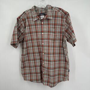 Patagonia Mens Button Up Shirt Size L‎ Plaid Organic Cotton Blend Outdoors Camp